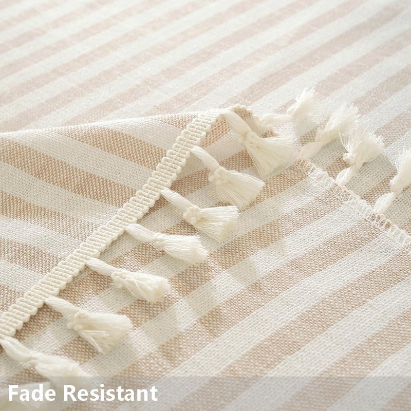 TruDelve Small Round Table Cloth 60 Inch Beige Striped Cloth Tablecloth Boho Fall Round Tablecloths for Outdoor Table Cover (Beige,60",Round) - Image 4